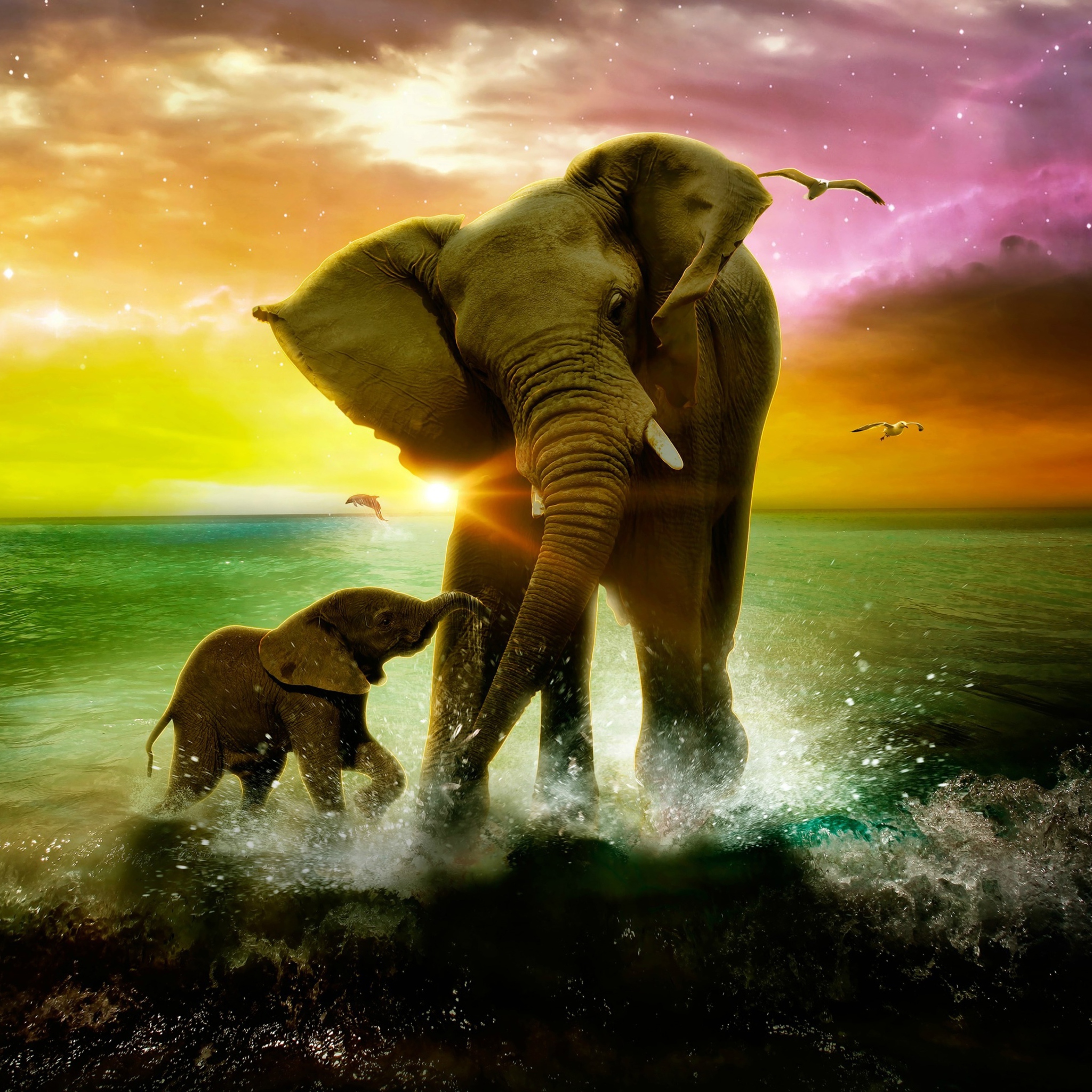 Screenshot №1 pro téma Elephant Family 2048x2048