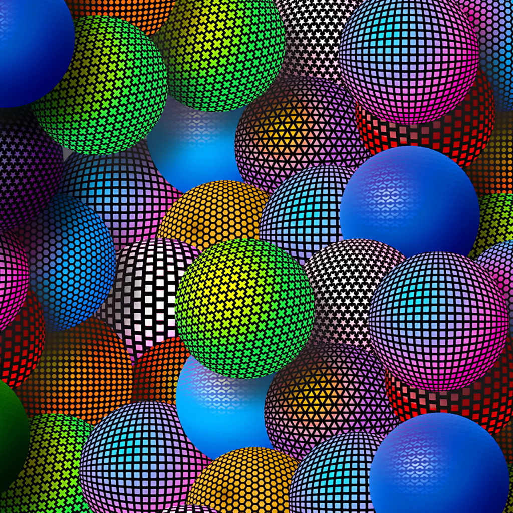 Das 3D Neon Balls Wallpaper 1024x1024
