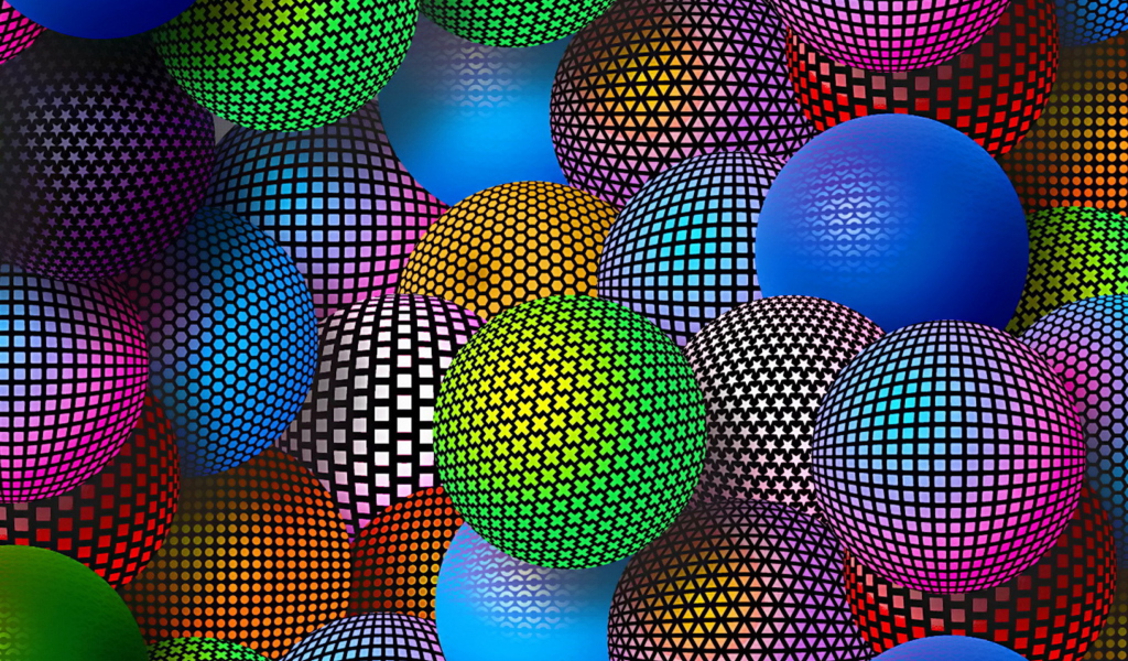 3D Neon Balls wallpaper 1024x600