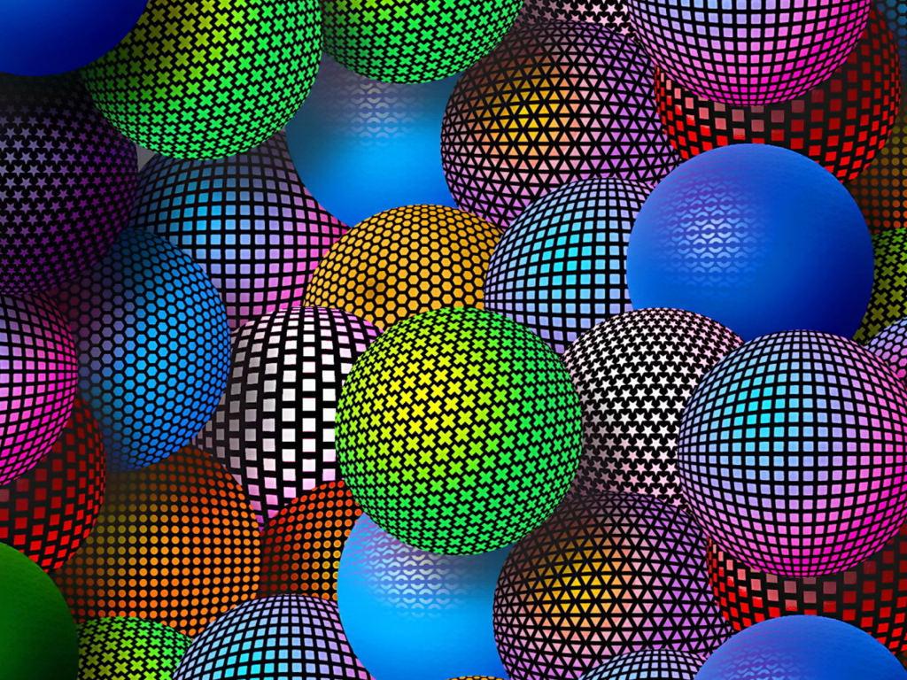 Das 3D Neon Balls Wallpaper 1024x768