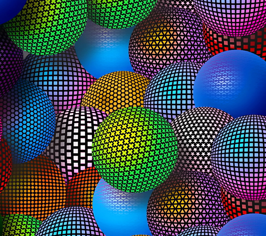 3D Neon Balls wallpaper 1080x960