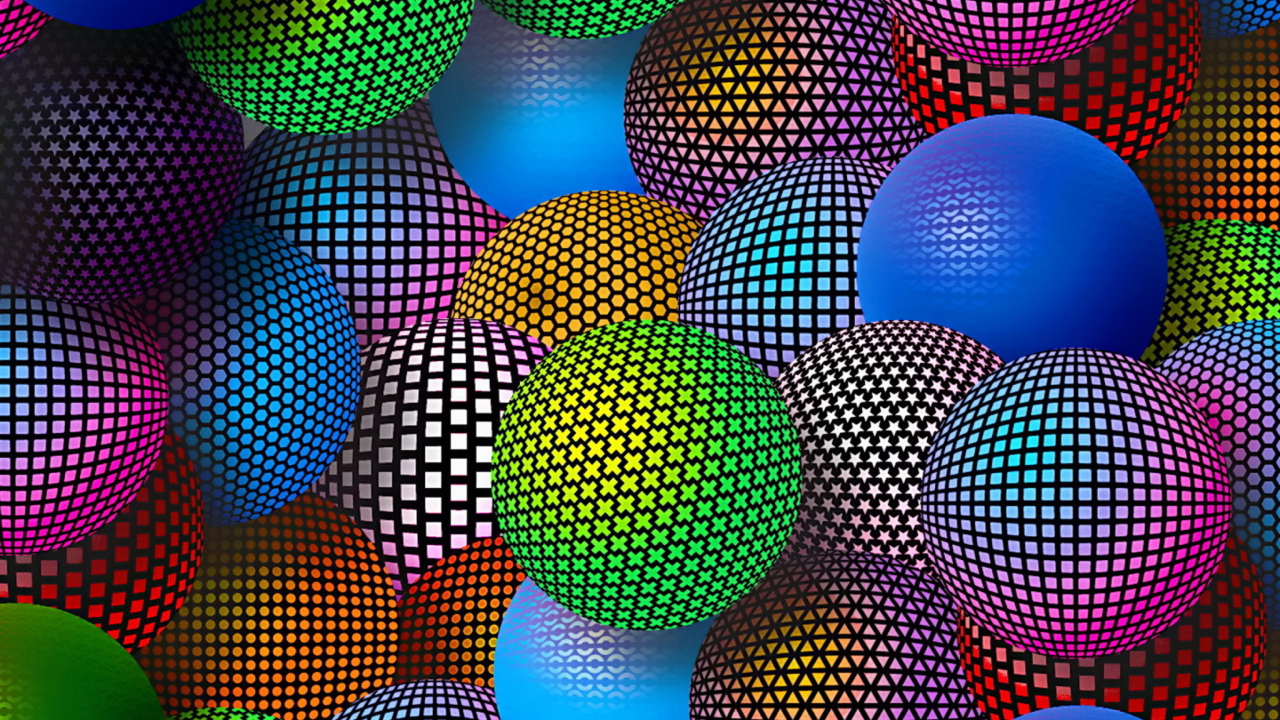 3D Neon Balls wallpaper 1280x720