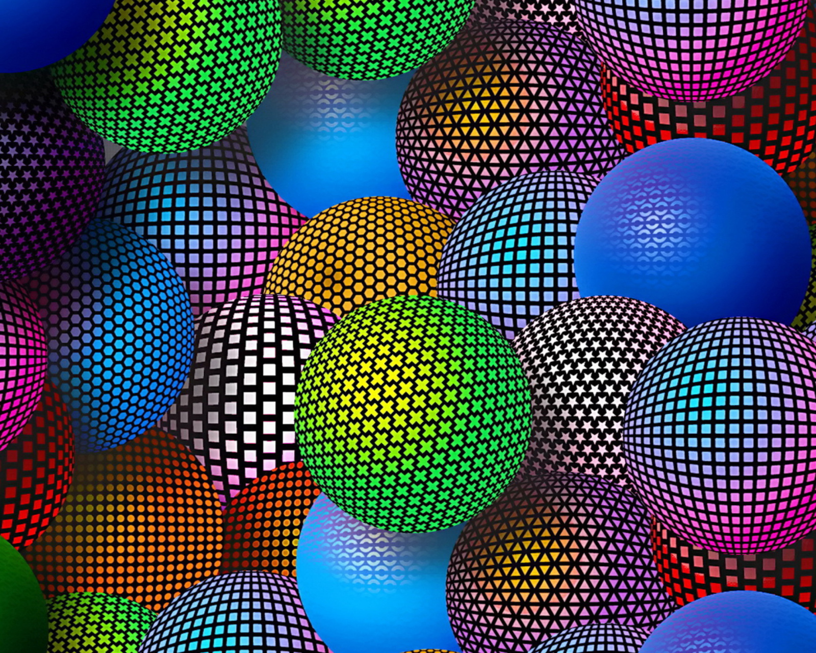 3D Neon Balls wallpaper 1600x1280