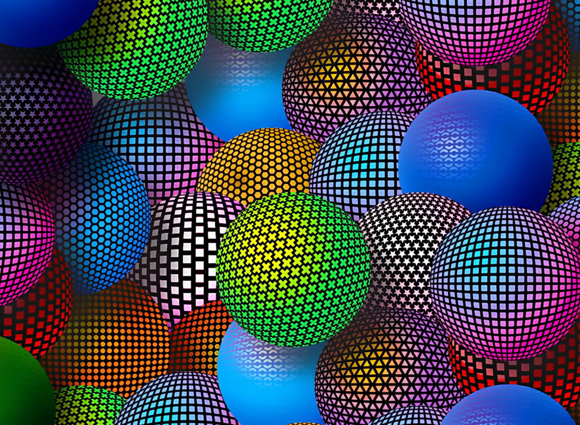 3D Neon Balls wallpaper 1920x1408