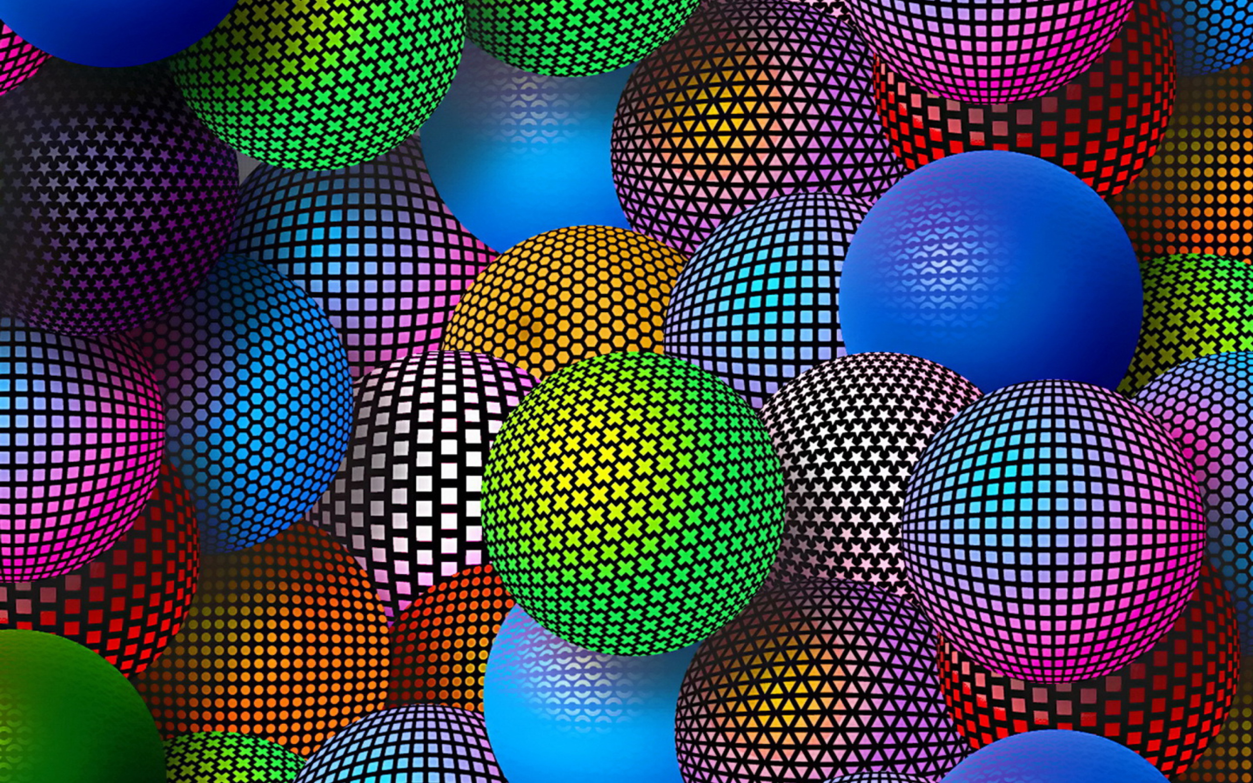 Das 3D Neon Balls Wallpaper 2560x1600