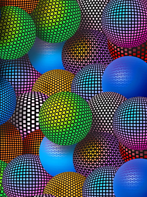 Das 3D Neon Balls Wallpaper 480x640