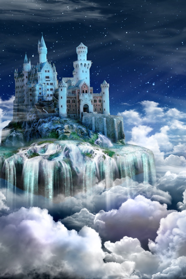 Fondo de pantalla Castle on Clouds 640x960
