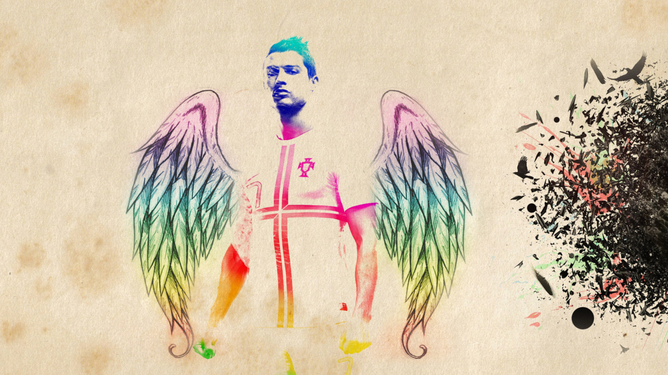 Обои Cristiano Ronaldo Angel 1366x768