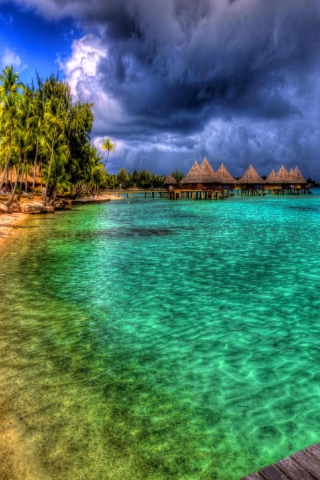 Fondo de pantalla Bora Bora Beach In Paynes Bay 320x480