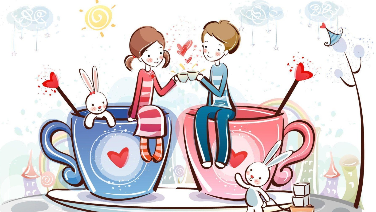 Das Valentine Cartoon Images Wallpaper 1600x900