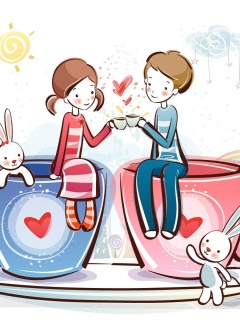 Das Valentine Cartoon Images Wallpaper 240x320