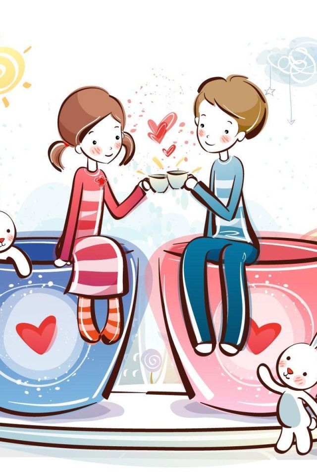 Das Valentine Cartoon Images Wallpaper 640x960