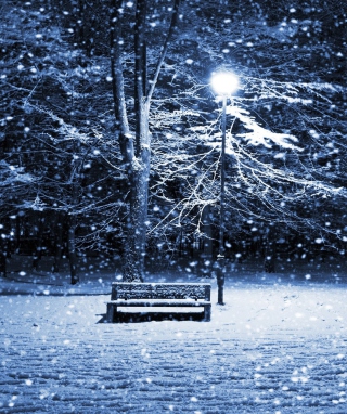 Lonely Bench In Snowy Night - Obrázkek zdarma pro 480x800