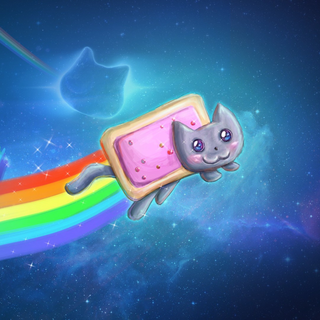 Das Space Rainbow Cat Wallpaper 1024x1024