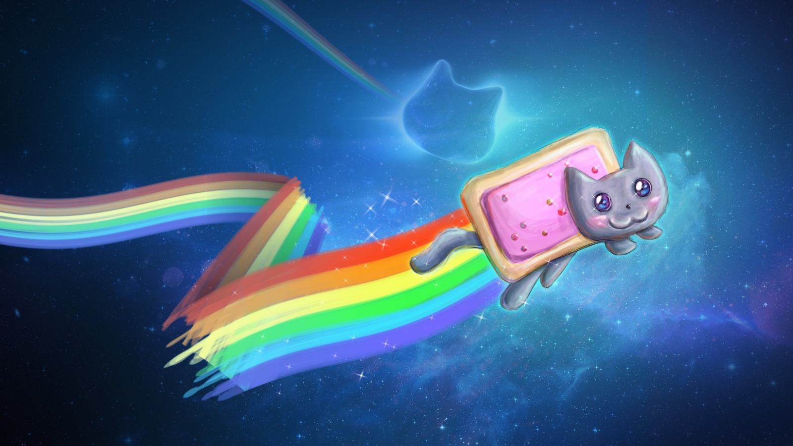 Screenshot №1 pro téma Space Rainbow Cat 1600x900