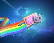 Обои Space Rainbow Cat 220x176