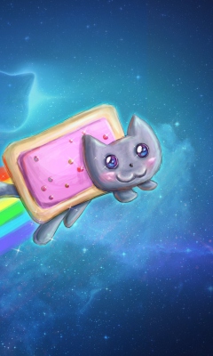 Das Space Rainbow Cat Wallpaper 240x400