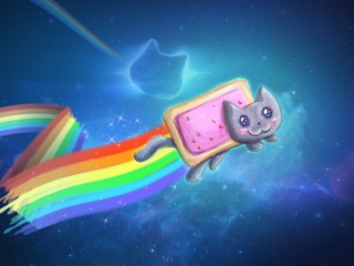 Обои Space Rainbow Cat 320x240