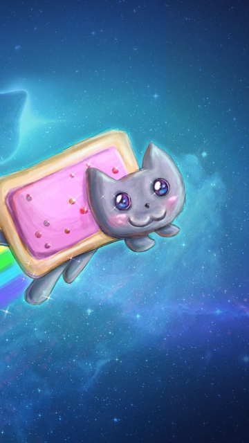 Обои Space Rainbow Cat 360x640