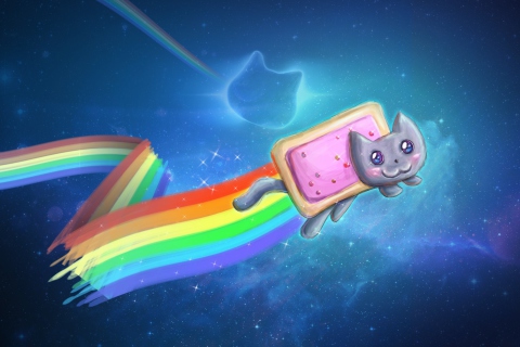 Space Rainbow Cat wallpaper 480x320