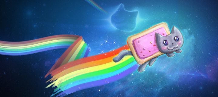 Das Space Rainbow Cat Wallpaper 720x320