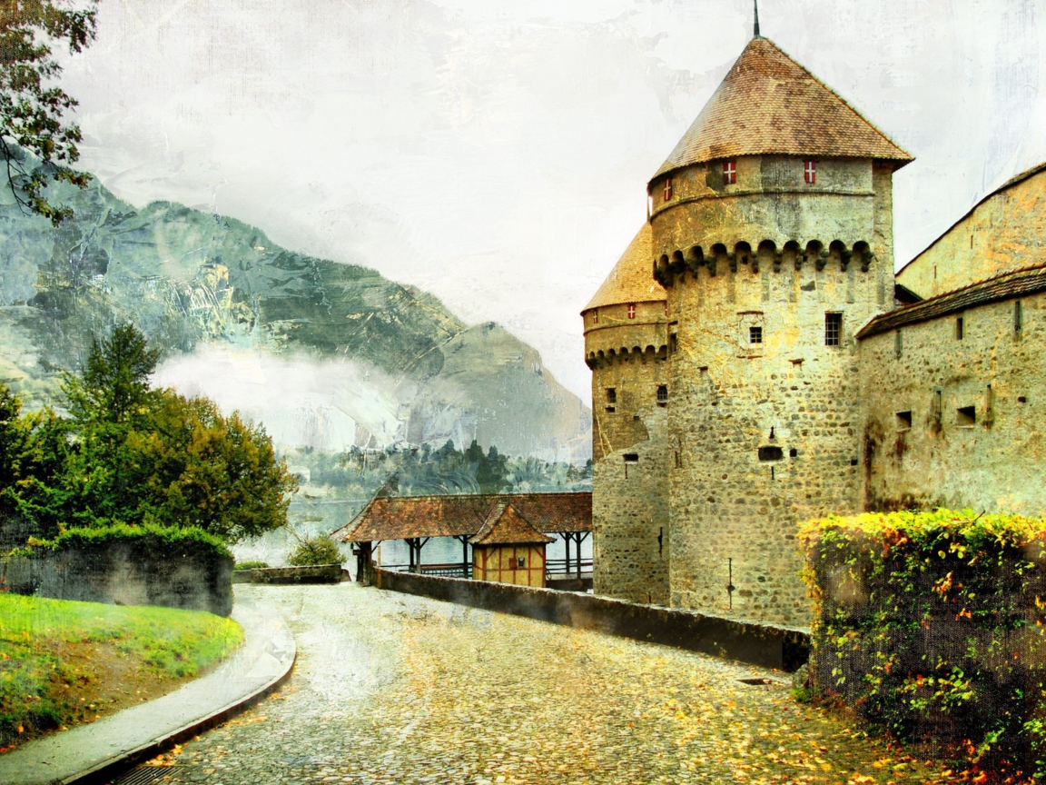 Das Chillon Castle in Montreux Wallpaper 1152x864
