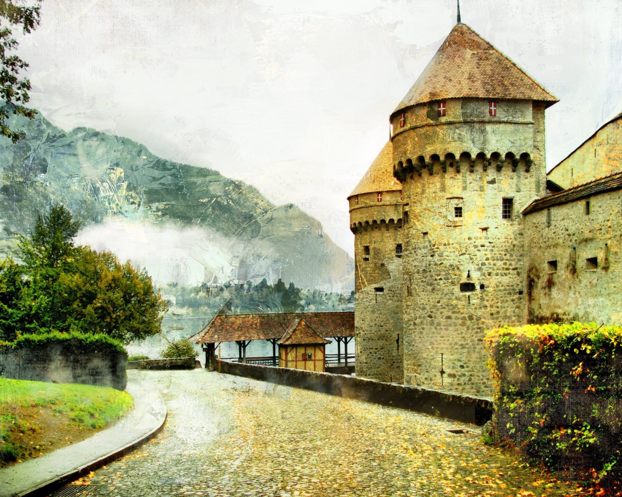 Das Chillon Castle in Montreux Wallpaper 1280x1024