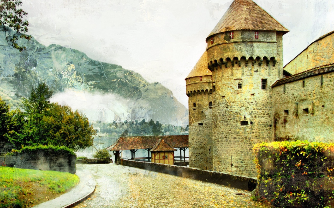 Das Chillon Castle in Montreux Wallpaper 1280x800