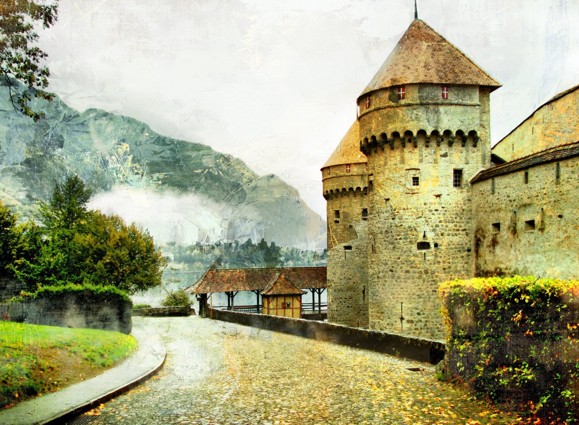 Das Chillon Castle in Montreux Wallpaper 1920x1408