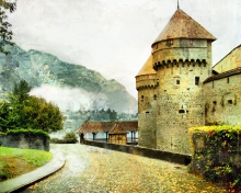 Обои Chillon Castle in Montreux 220x176