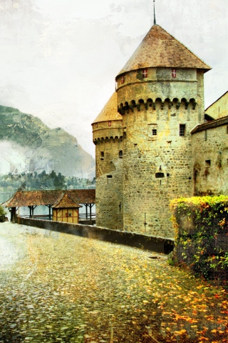 Обои Chillon Castle in Montreux 320x480