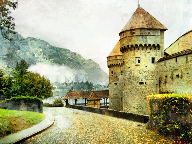 Обои Chillon Castle in Montreux 640x480