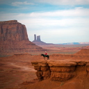 Fondo de pantalla Horse Rider In Canyon 128x128