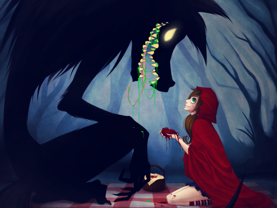 Screenshot №1 pro téma Red Riding Hood And Wolf 1152x864