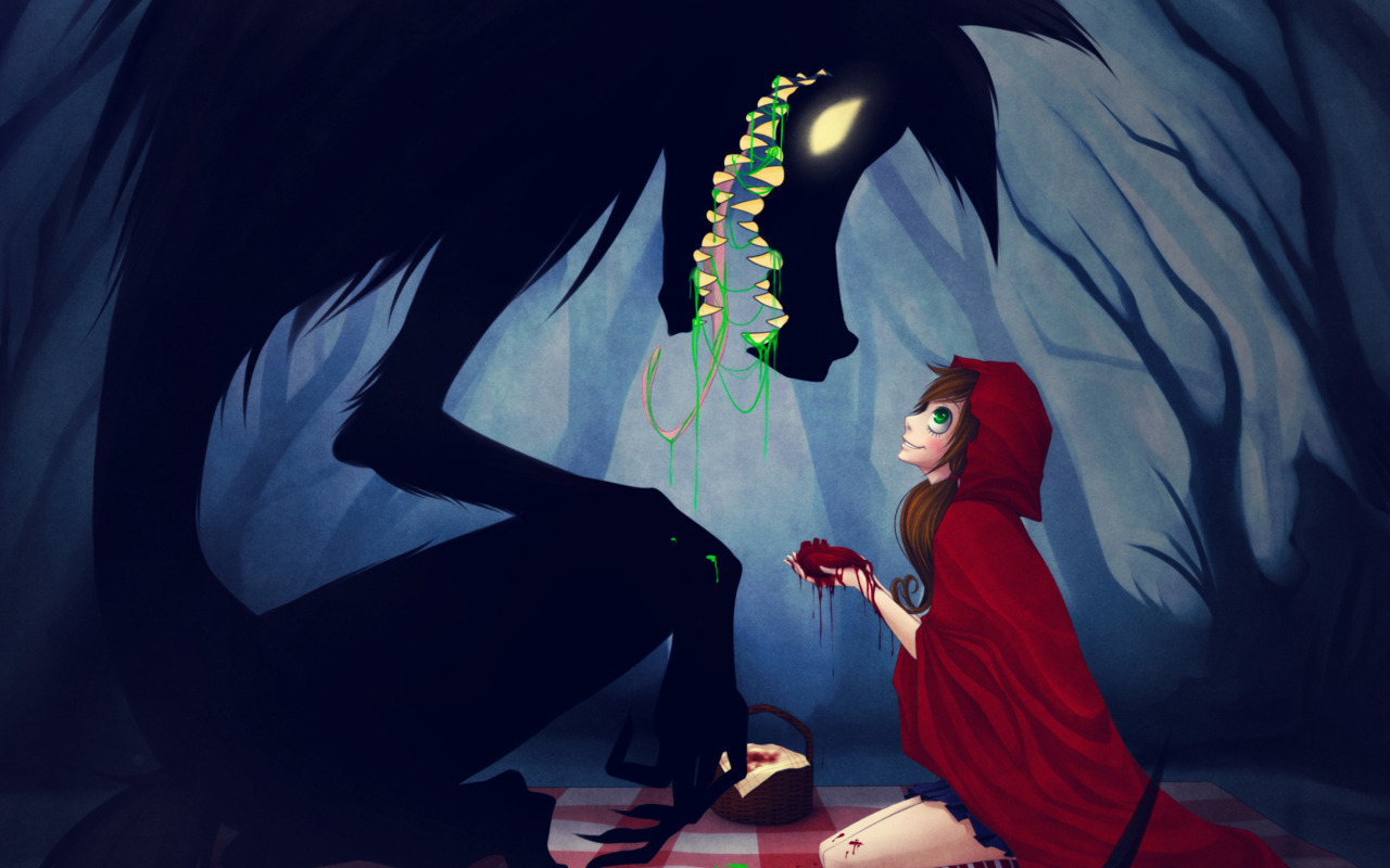 Red Riding Hood And Wolf wallpaper 1280x800