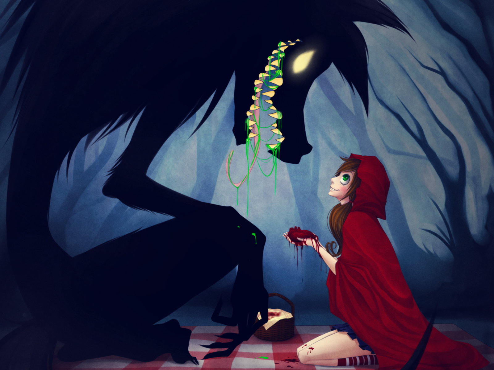 Red Riding Hood And Wolf wallpaper 1600x1200