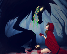 Das Red Riding Hood And Wolf Wallpaper 220x176