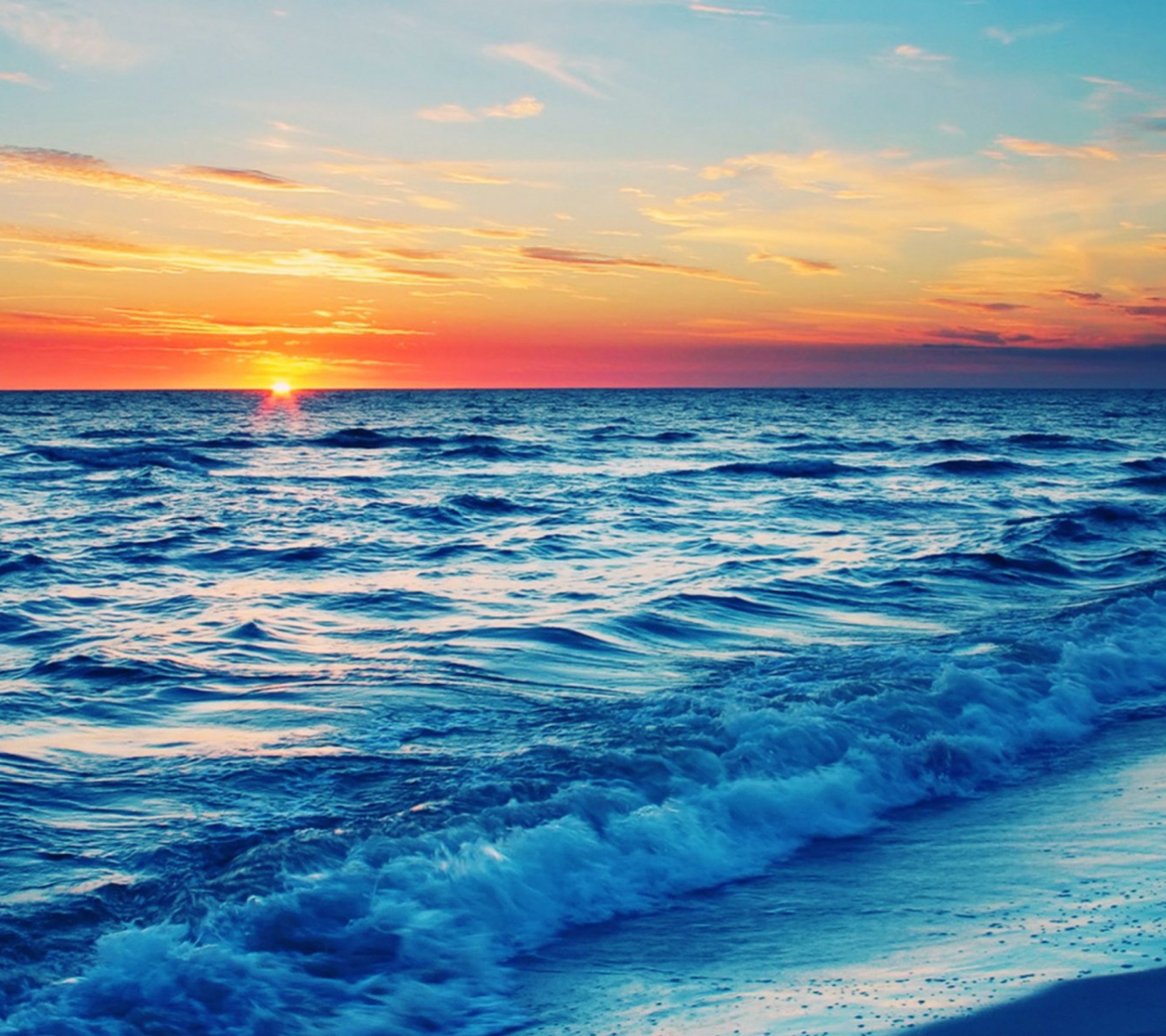 Sfondi Ocean Beach At Sunset 1440x1280