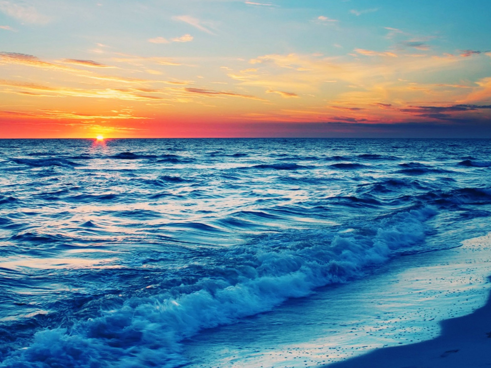 Обои Ocean Beach At Sunset 1600x1200