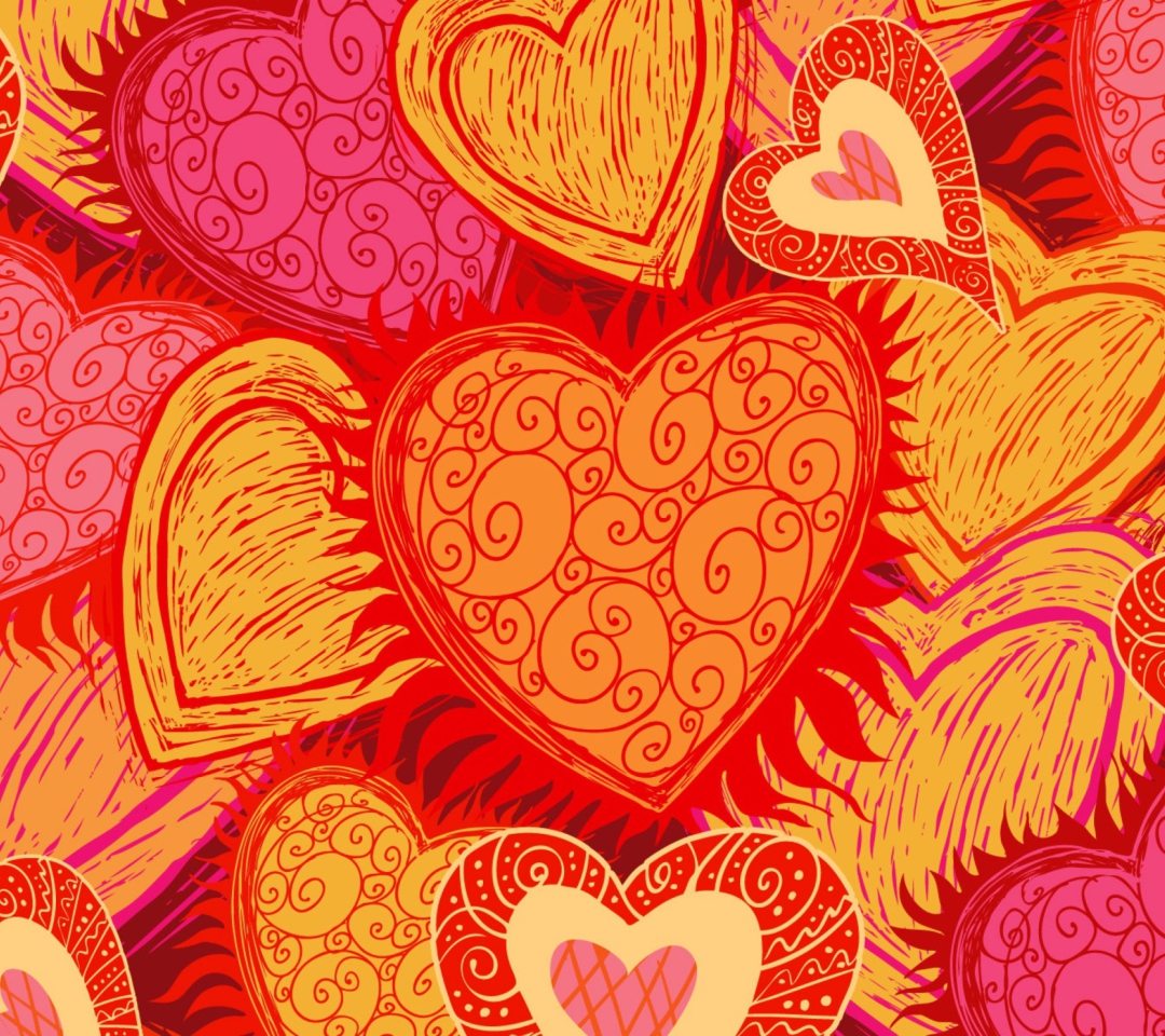 Das Drawn Hearts Wallpaper 1080x960