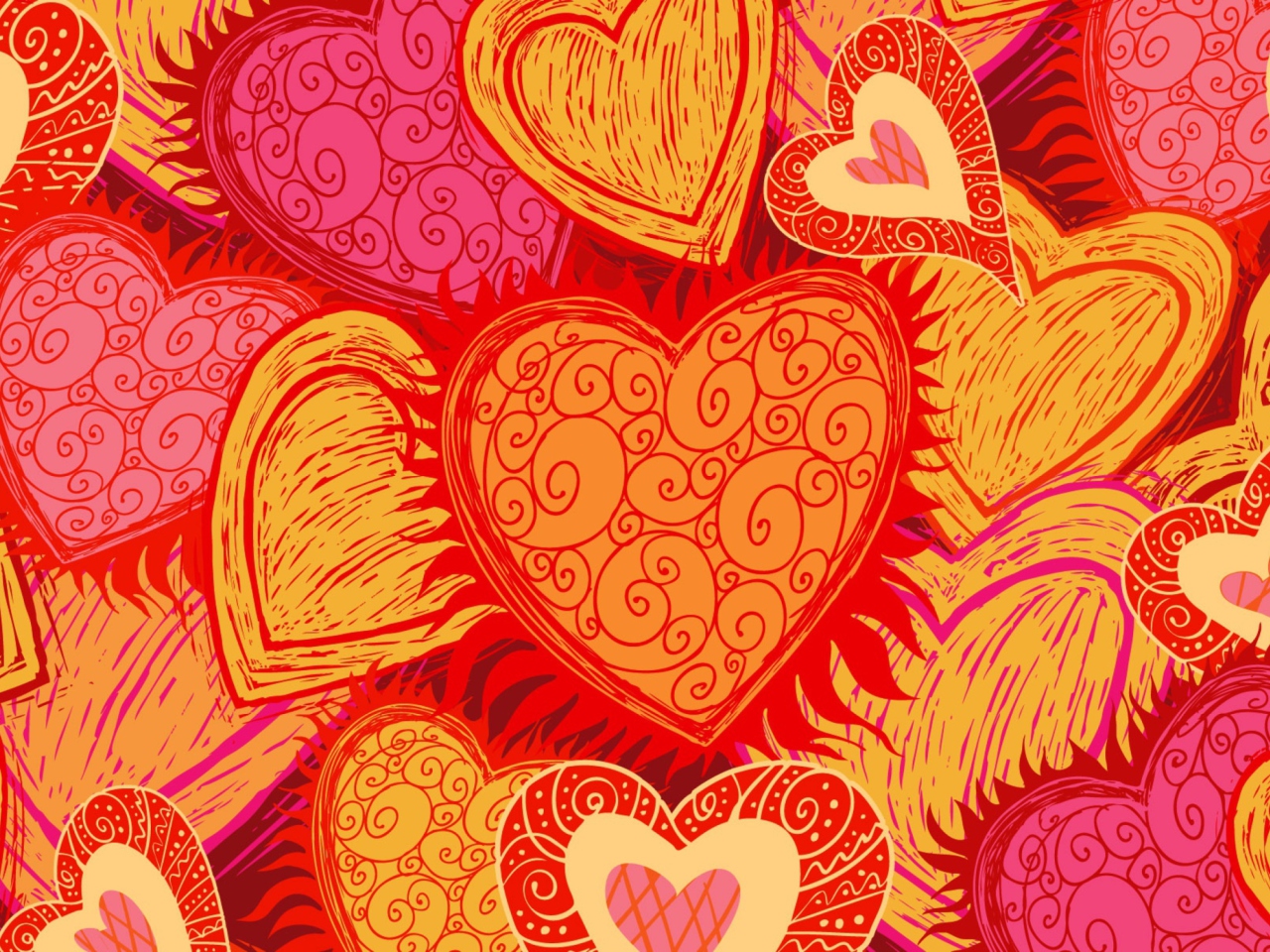 Das Drawn Hearts Wallpaper 1280x960
