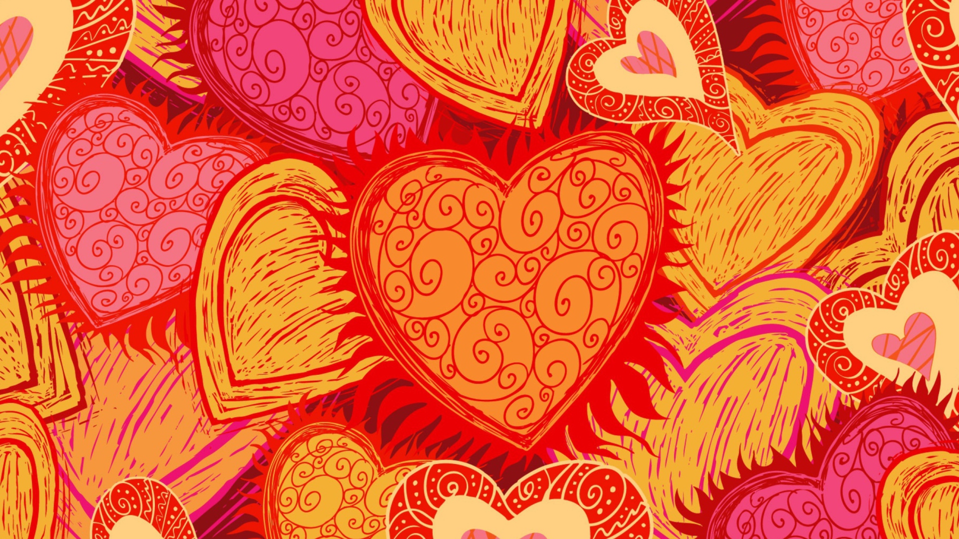 Drawn Hearts wallpaper 1920x1080
