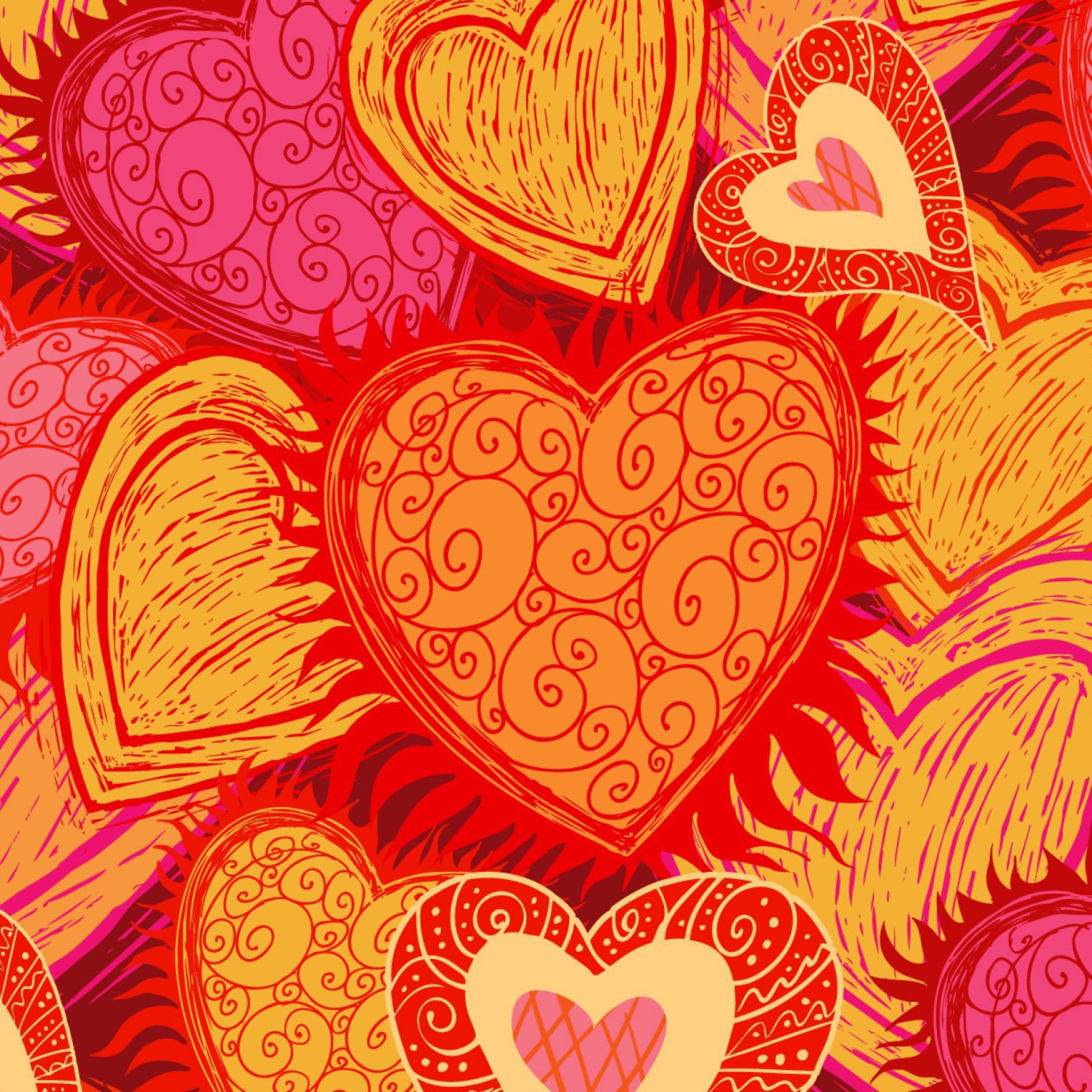 Drawn Hearts wallpaper 2048x2048