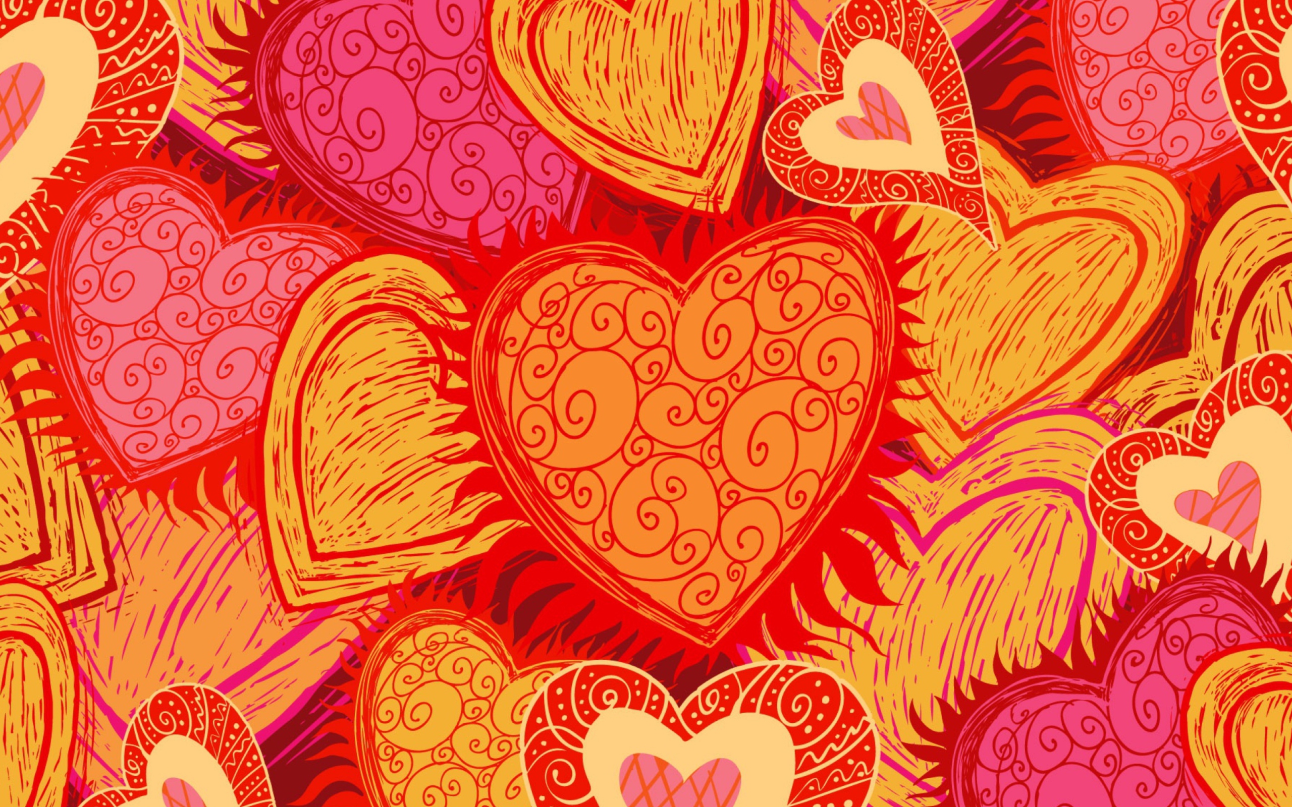 Das Drawn Hearts Wallpaper 2560x1600
