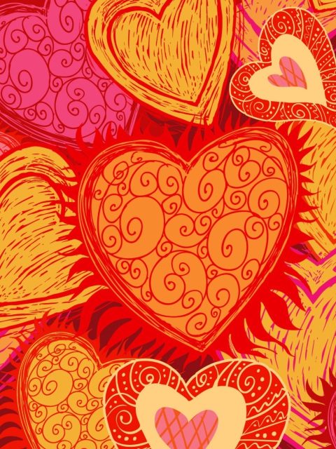 Drawn Hearts wallpaper 480x640