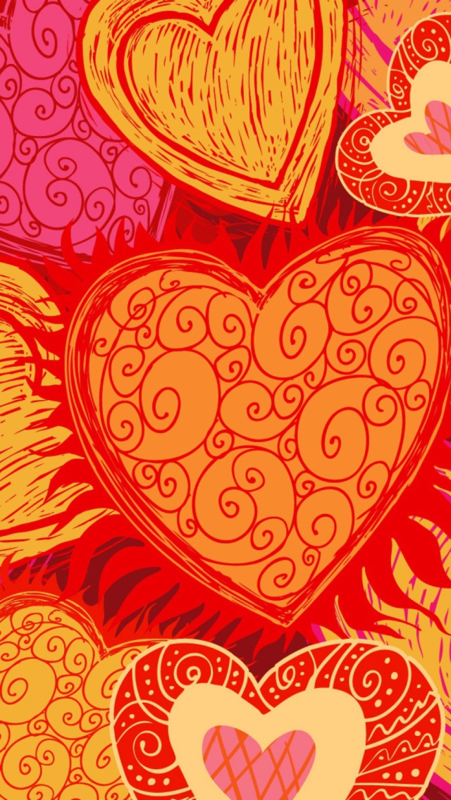 Das Drawn Hearts Wallpaper 640x1136