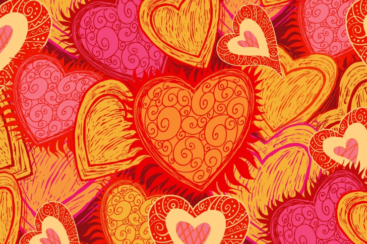 Drawn Hearts wallpaper