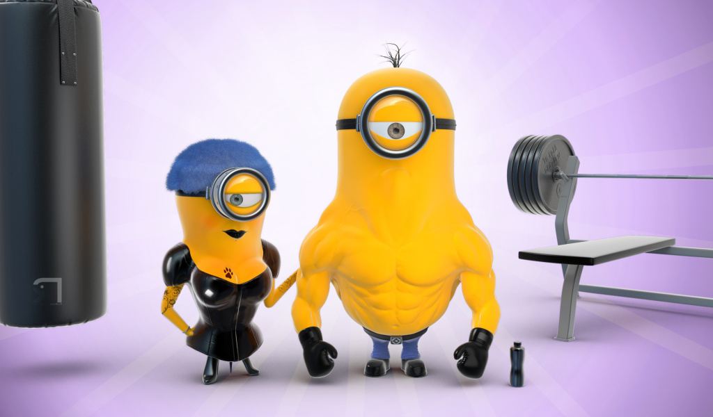 Despicable Me 2 in Gym wallpaper 1024x600