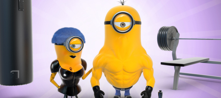 Despicable Me 2 in Gym wallpaper 720x320