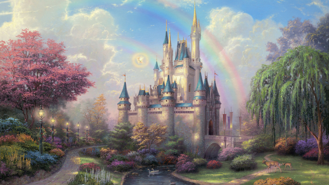 Fondo de pantalla Cinderella Castle By Thomas Kinkade 1280x720